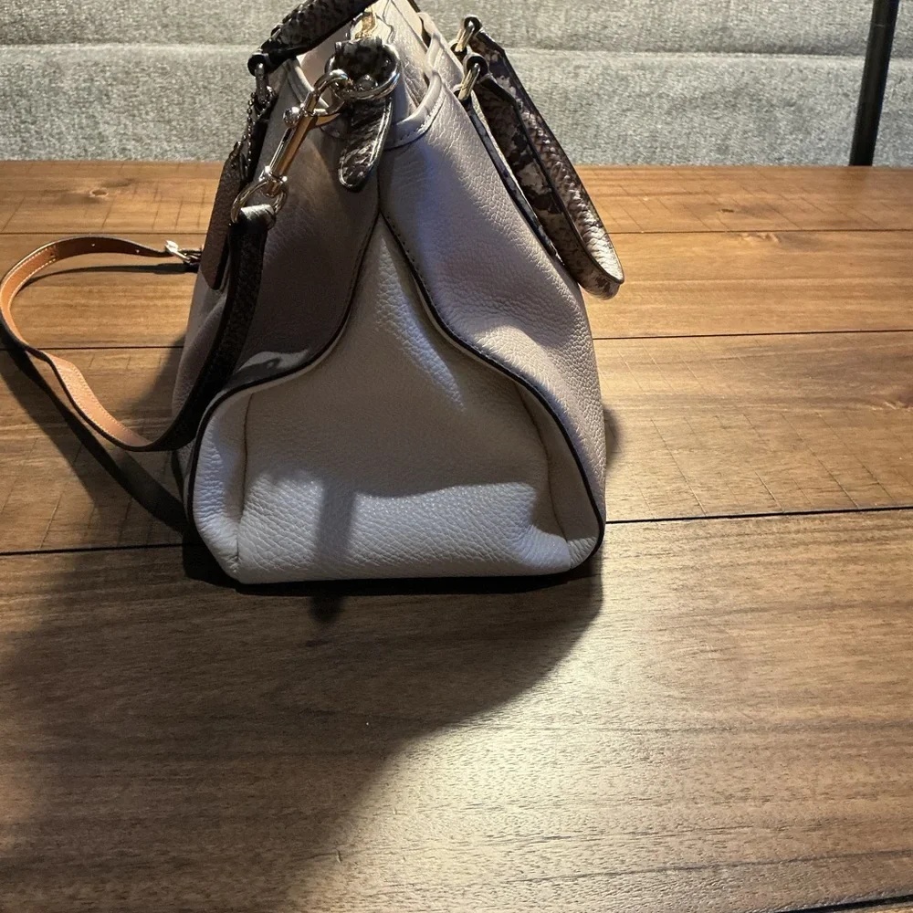 COACH Morgan Color Block Pebble Leather w/Exotic Embossed Trim Satchel/Crossbody - Picture 4 of 12